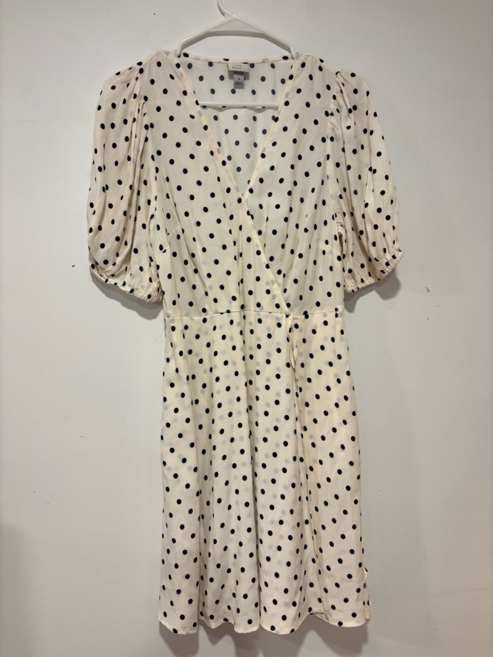 Target Cream Midi Dress with Black Polka Dots